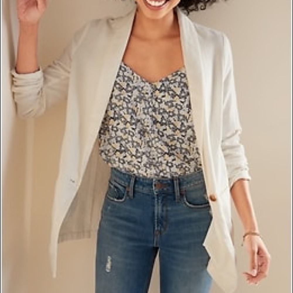 Sea Salt Linen Blend Tall Open Front blazer